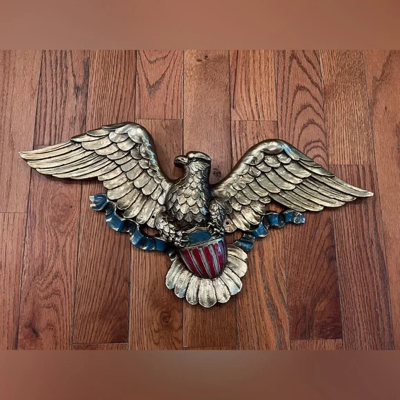 Syroco Bald Eagle Shield Hanging Plaque 5172 USA 22.5" Vintage Retro MCM 1966